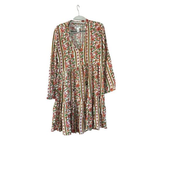 Japna Boho Floral Flowy  Long Sleeve Hippie Teired Dress Women’s S Conservative - Picture 1 of 14